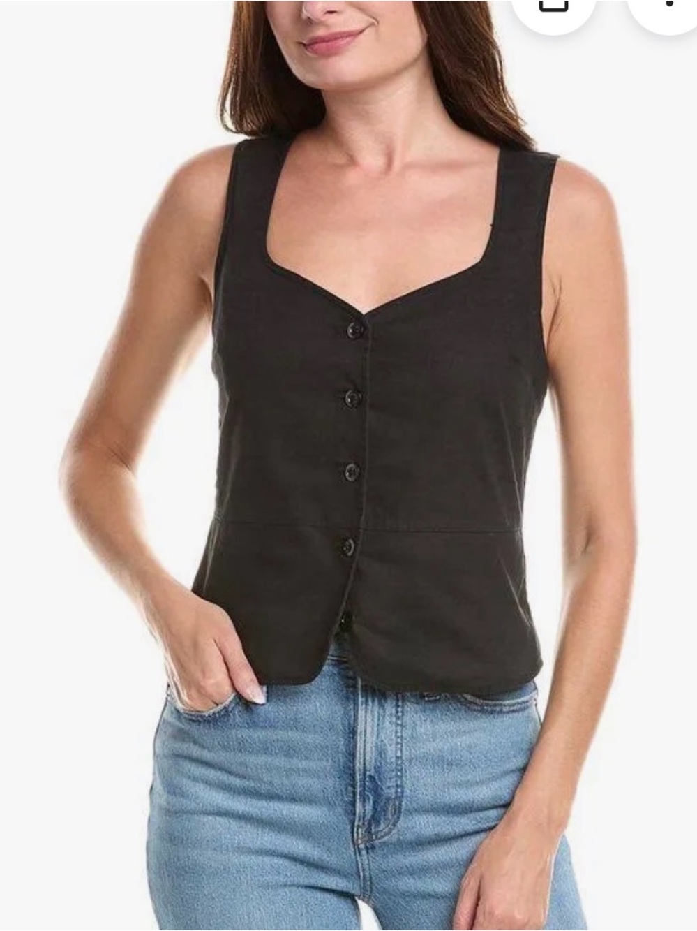 Michael Stars Black Honey Linen-Blend Vest and Pants Set